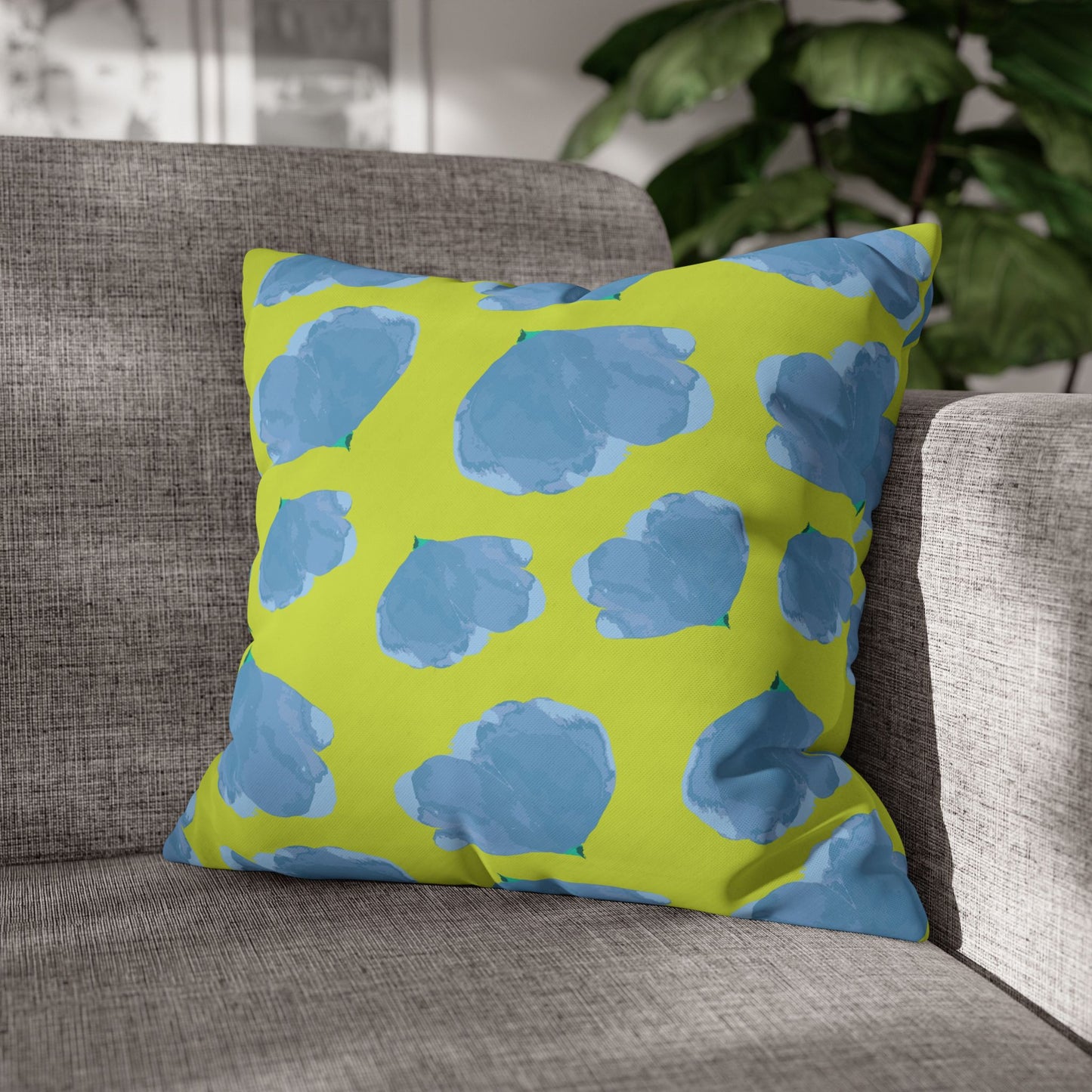 Lime Green Square Poly Canvas Pillowcase