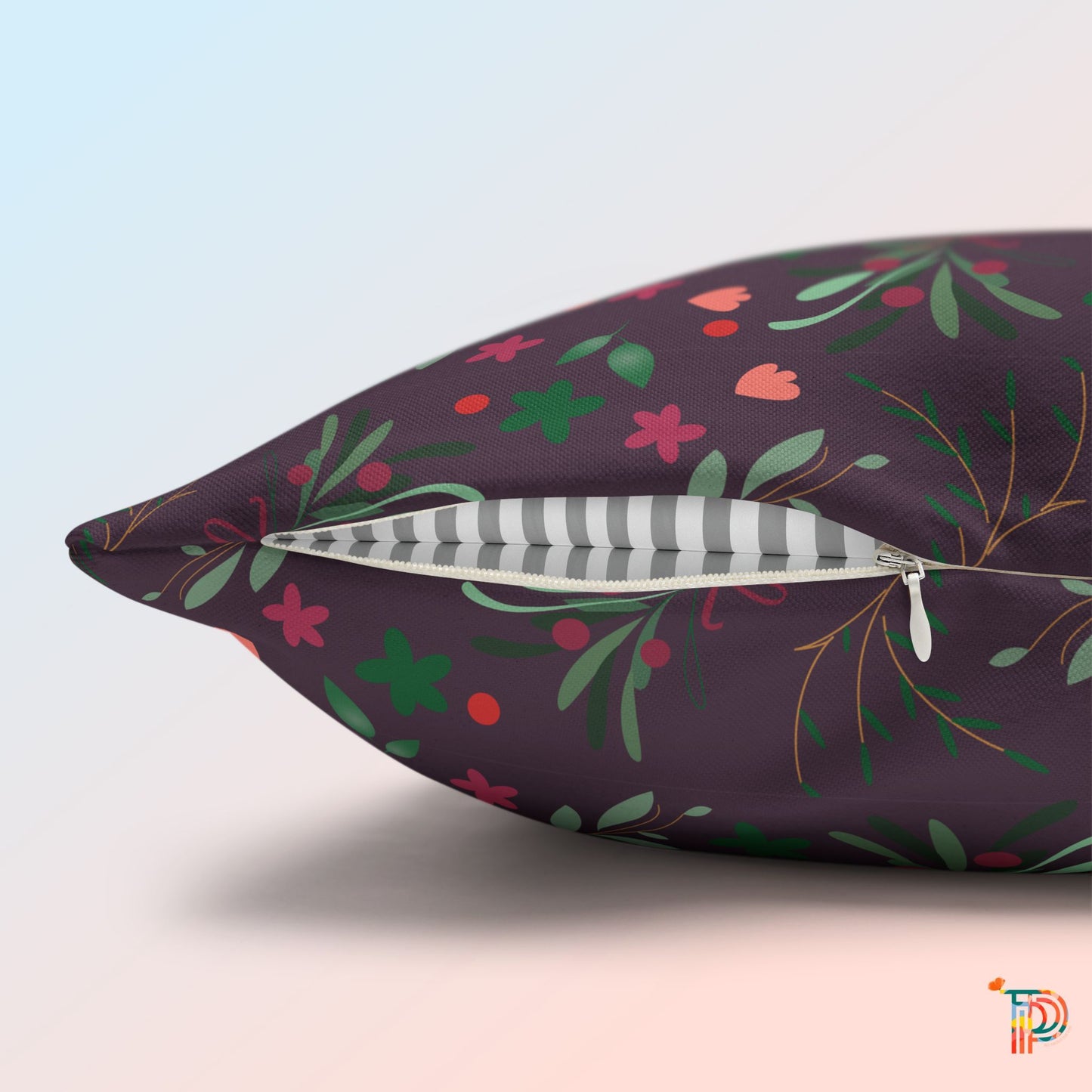 Plum Floral Square Pillowcase