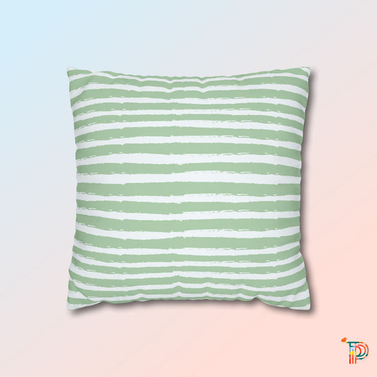 Macha Green Stripe Print Accent Square Pillowcase