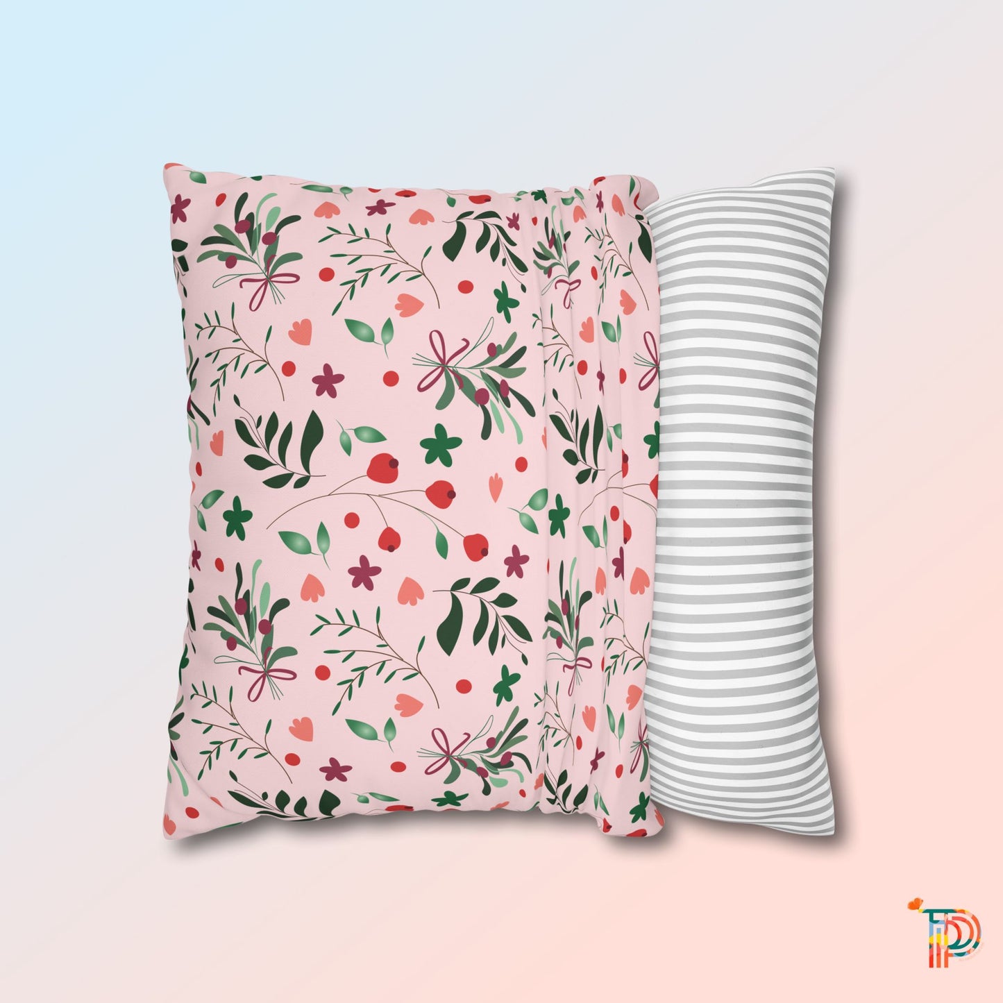 Christmas Floral Square Pillowcase