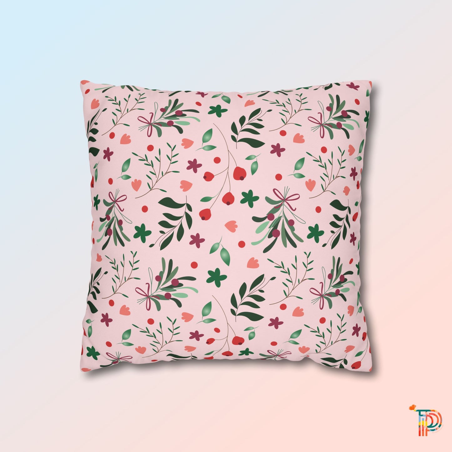 Christmas Floral Square Pillowcase