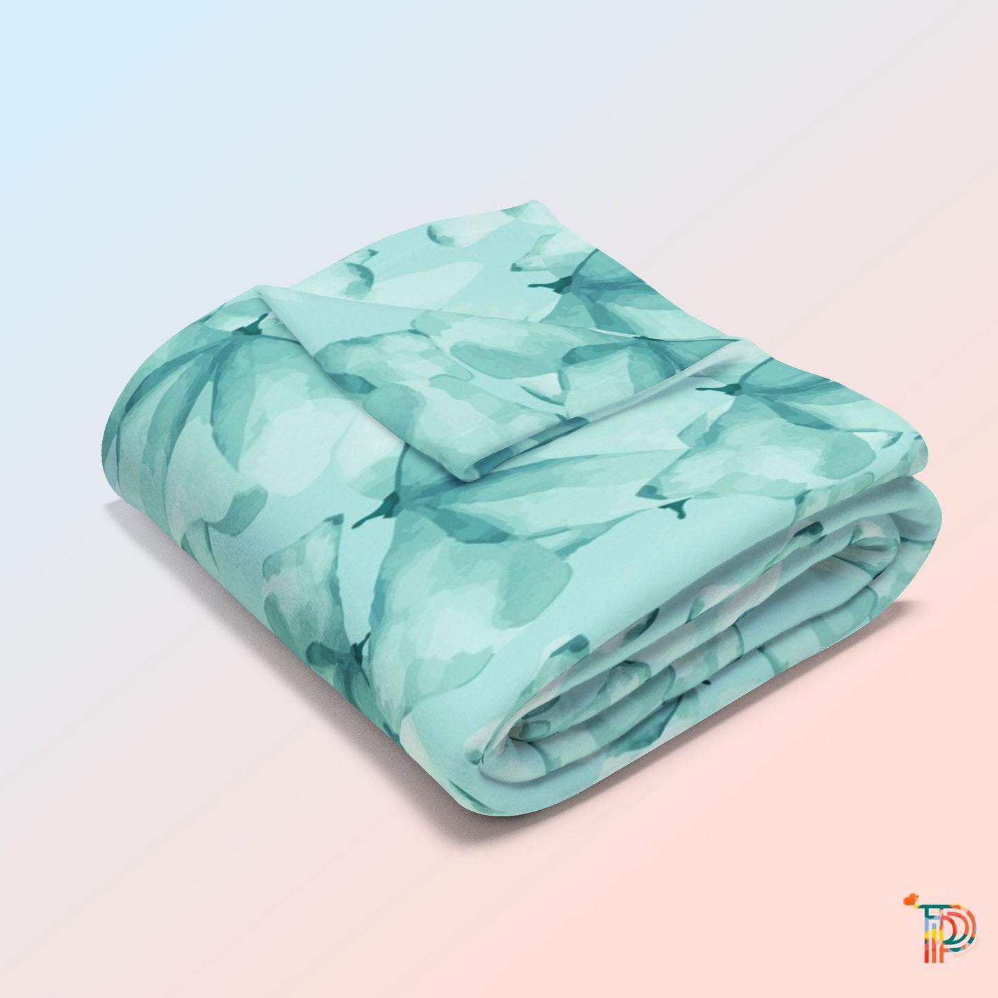 Teal Floral Arctic Fleece Blanket