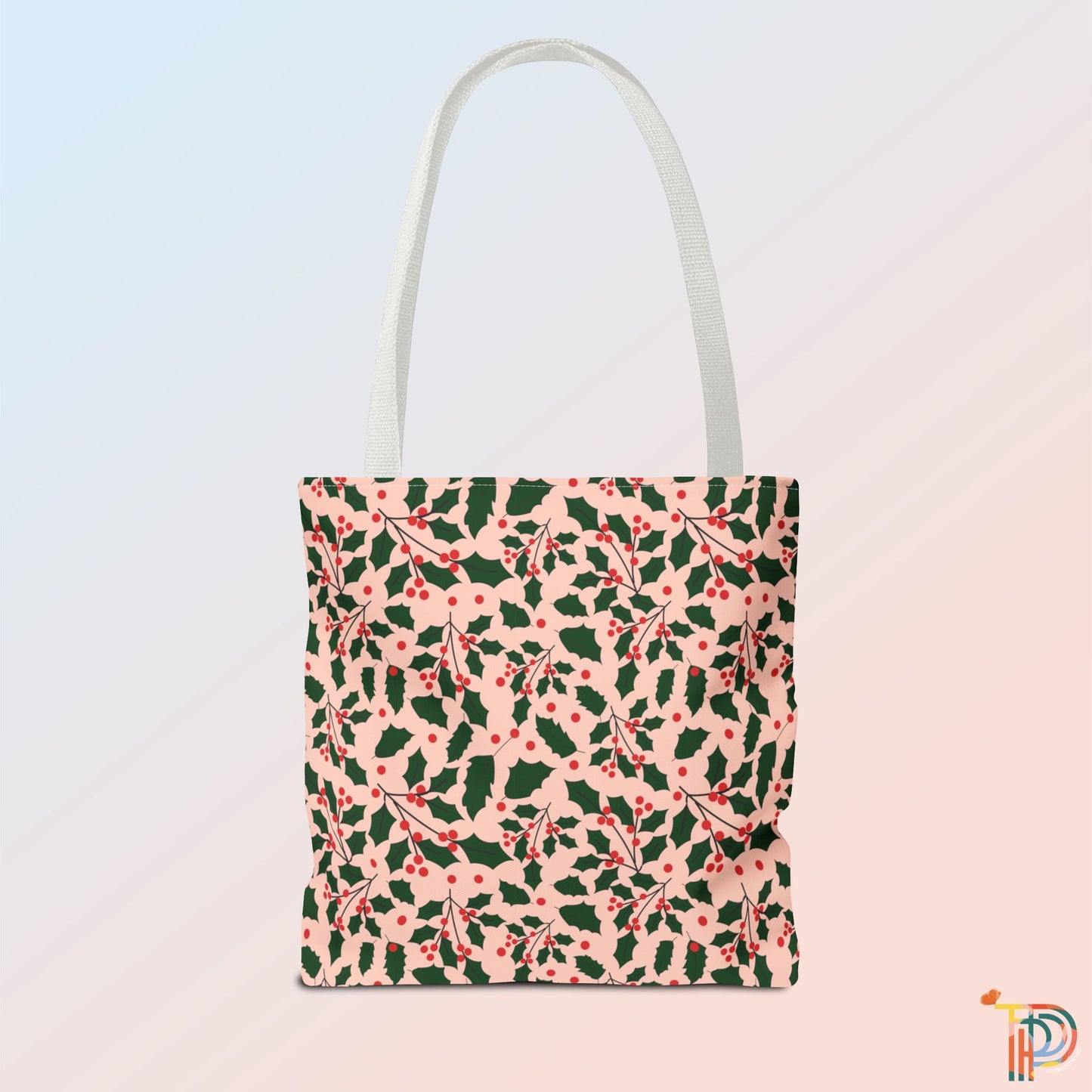 Holiday Festive Floral Tote Bag