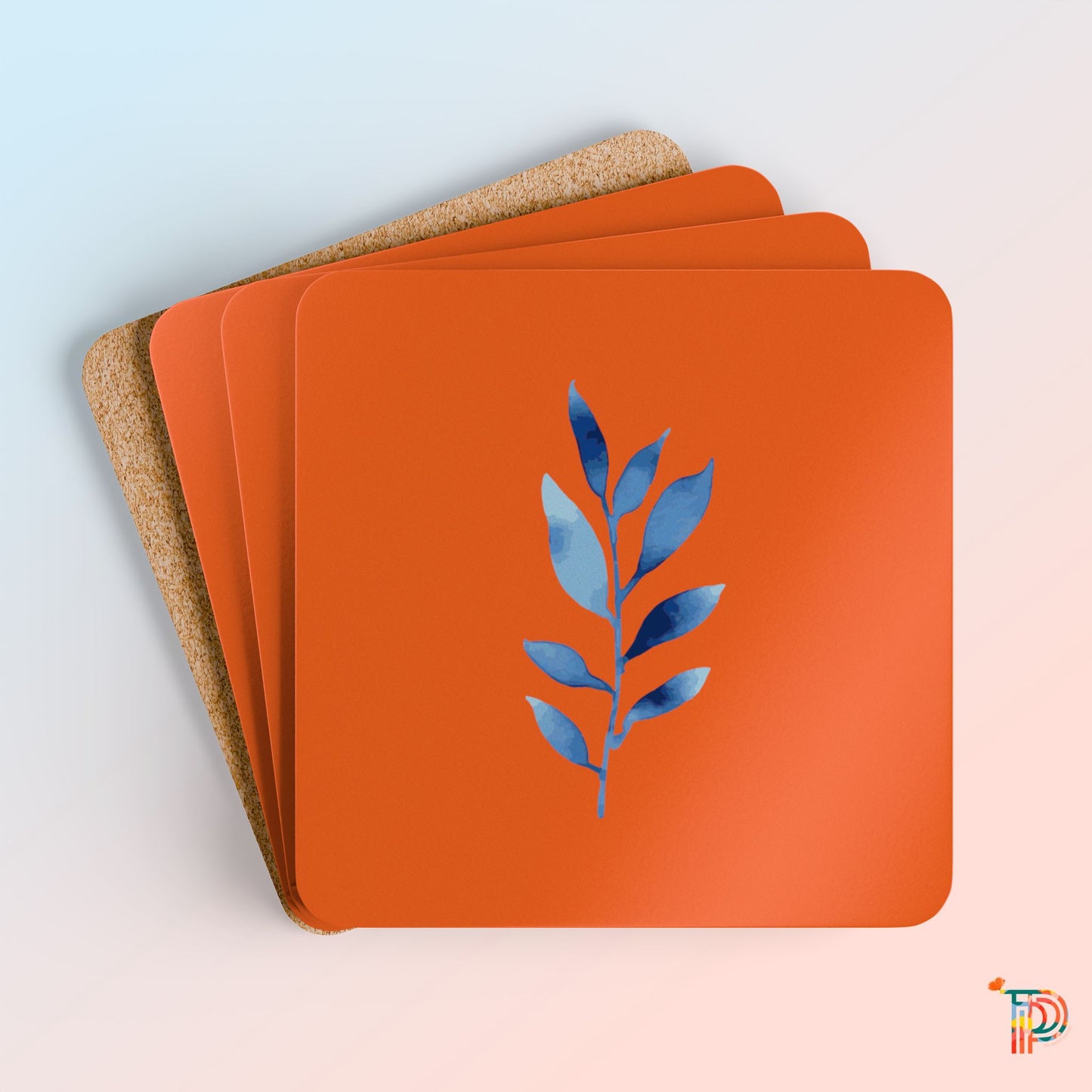 Orange Corkwood Coaster Set