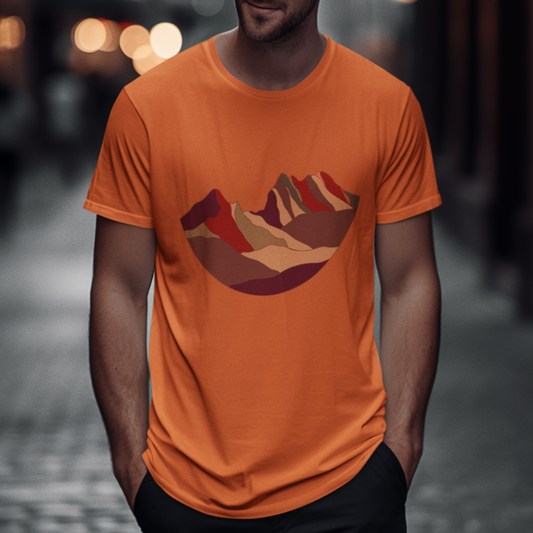 Mountain Graphic Men T-Shirt - Orange Men's Softstyle Tee