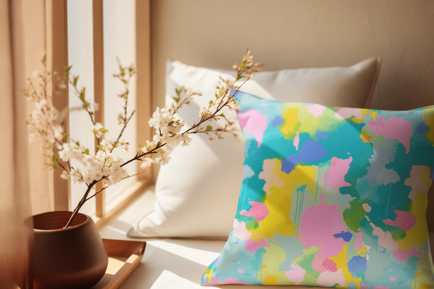 Abstract Paint Poly Canvas Pillowcase