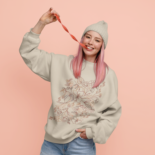 Nude Sketched Floral  Cozy Women's Sweatshirt